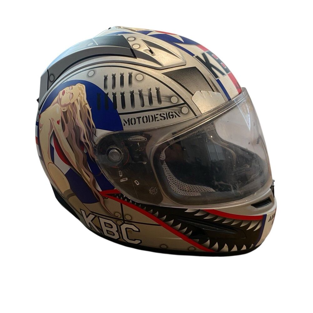 Men’s KBC Airborne Edition 2 Motorcycle Helmet Miss Behaving War Bird 2XL XXL